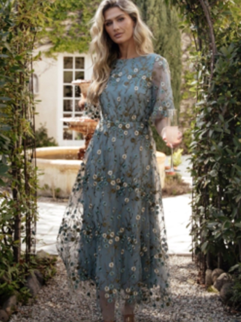 Arabella embroidered tulle maxi dress